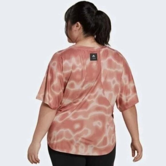 Adidas 11 Honore Training Tee Blush Geometric Shirt Women's Plus Size 2X - Picture 2 of 6